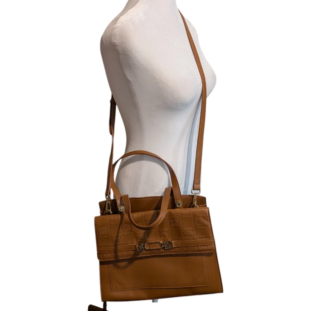 Steve Madden BWinona Crossbody Satchel in‎ Cognac With Detachable Coin Purse